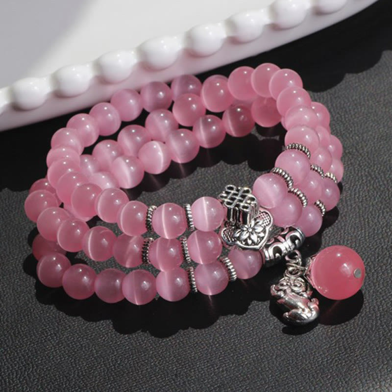 Wear FengShui Cat Eye PiXiu Support Triple Wrap Bracelet