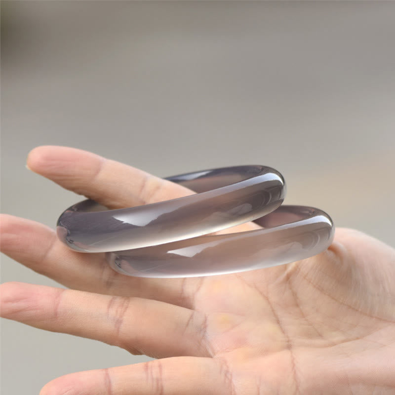 Wear FengShui Natural Gray Chalcedony Harmony Bangle Bracelet