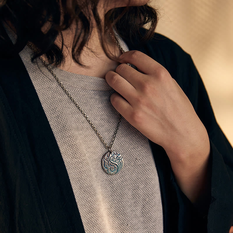 Wear FengShui 990 Sterling Silver Yin Yang Water and Fire Balance Necklace Pendant