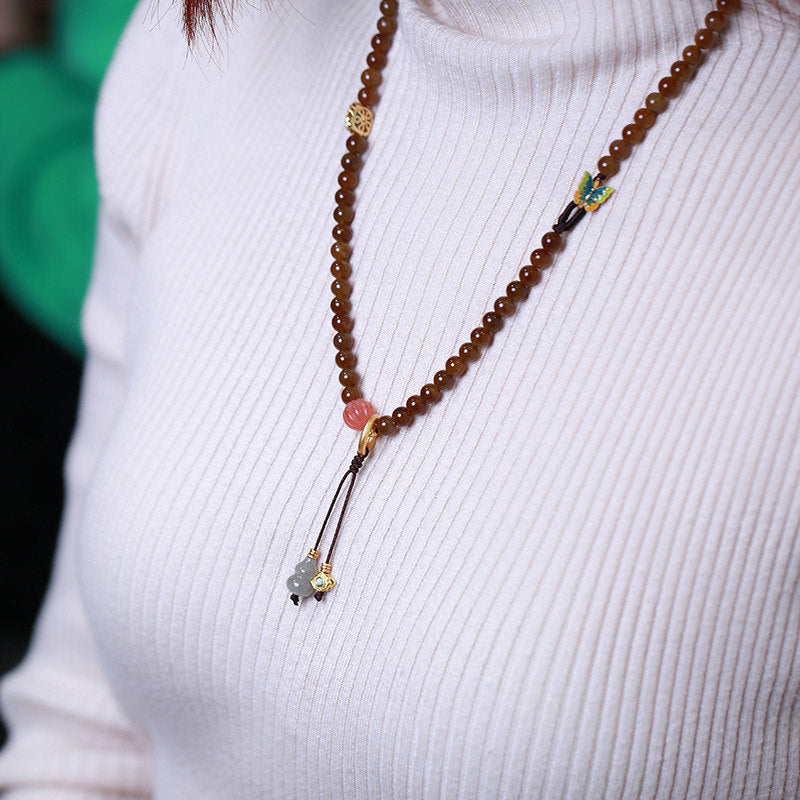 Wear FengShui Jade Butterfly Gourd Prosperity Luck Bracelet Necklace