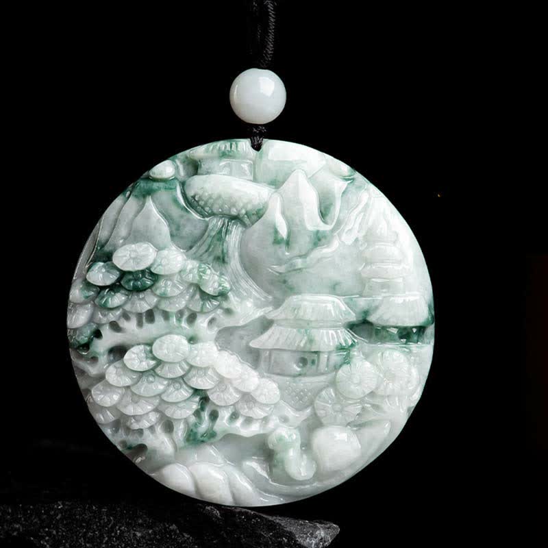 Wear FengShui Mountain Landscape Jade Abundance String Necklace