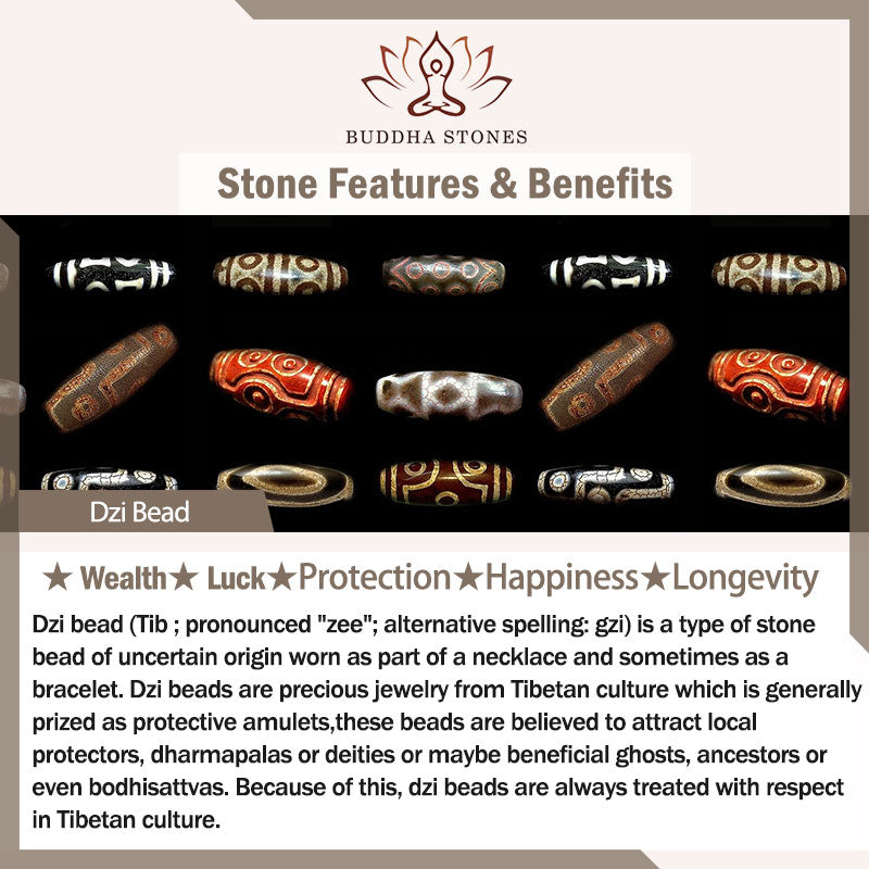 Wear FengShui Tibetan Bone Beads Nine-Eye Dzi Bead Protection Bracelet