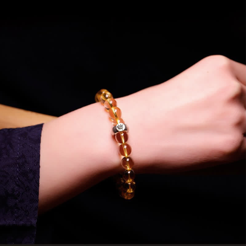 Wear FengShui 925 Sterling Silver Chinese Zodiac Natal Buddha Citrine Protection Bracelet
