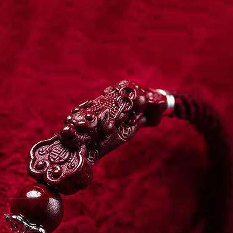 Wear FengShui Handcrafted PiXiu Cinnabar Wealth Luck Braided Bracelet