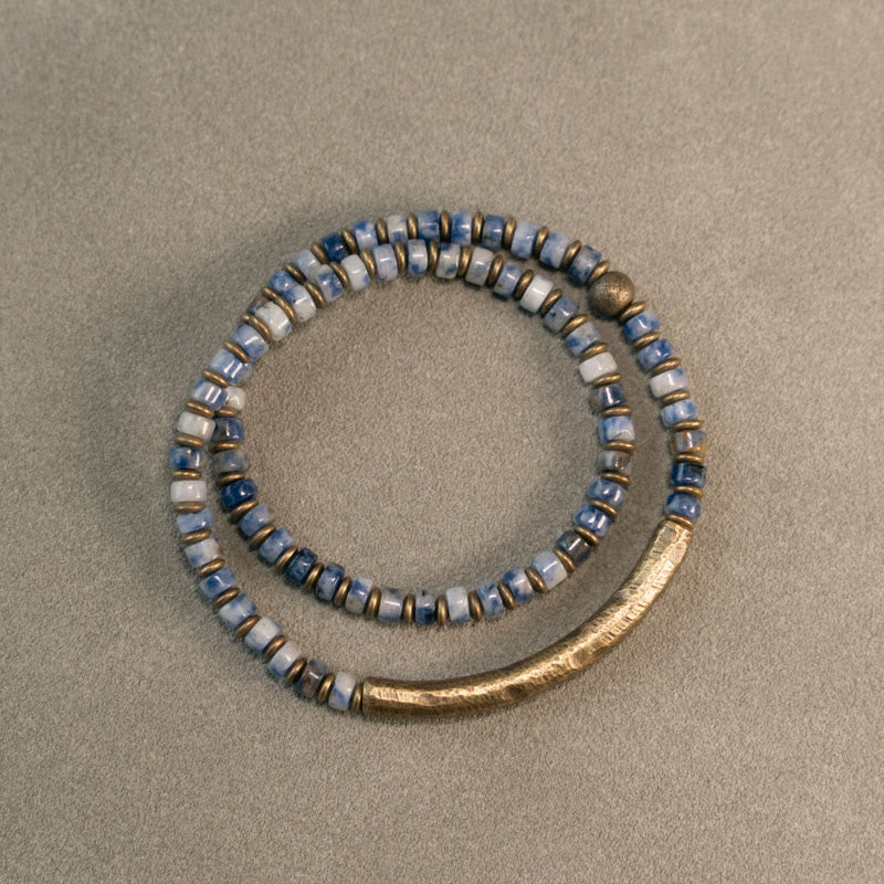 Wear FengShui Sodalite Picture Jasper Green Point Stone Harmony Wisdom Bracelet