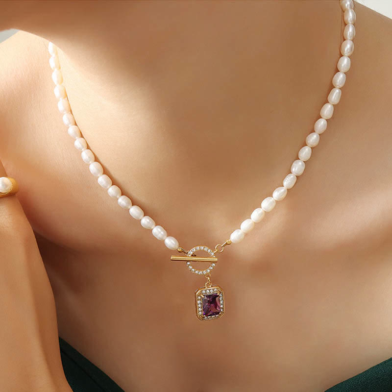 Wear FengShui Pearl Zircon Wealth Charm Necklace Pendant