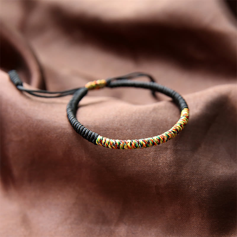 Wear FengShui Tibetan Handmade Multicolor King Kong Knot Luck Strength Braided Bracelet