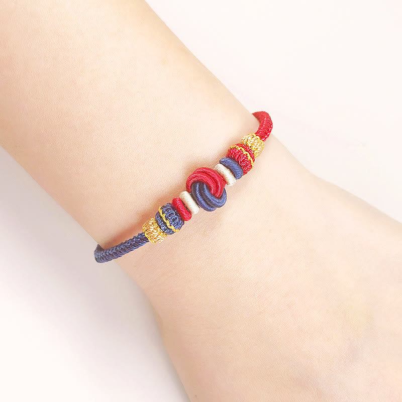 Wear FengShui Two-Color Rope Handcrafted Eight Thread Peace Knot Luck Connection Bracelet
