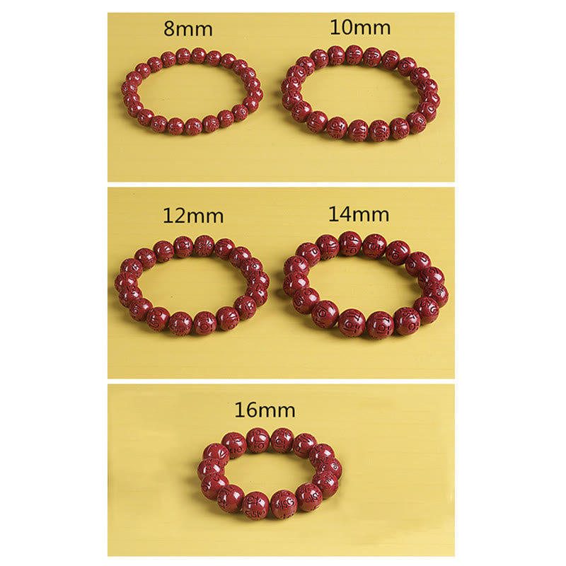 Wear FengShui Natural Double PiXiu Cinnabar Om Mani Padme Hum Wealth Luck Bead Bracelet