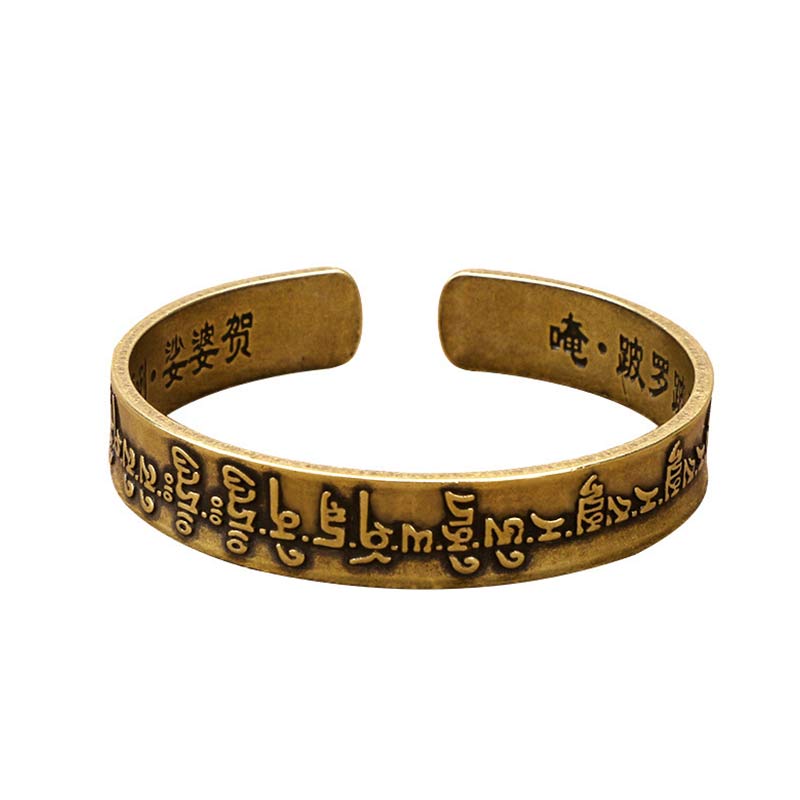 Wear FengShui Tibetan Mahāpratisarā Mantra Sanskrit Copper Brass Healing Bracelet Bangle
