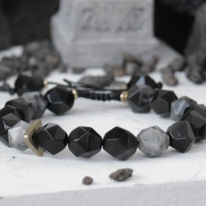 Wear FengShui Black Obsidian Black Glitter Stone Purification Bracelet
