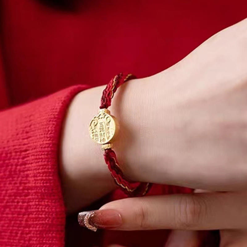 Wear FengShui Five Directions Gods of Wealth Handmade Reincarnation Knot Protection String Braid Bracelet