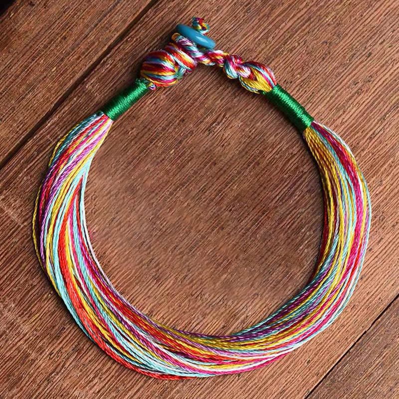Wear FengShui Tibetan Handmade Five Colorful Thread Dragon Boat Festival Protection Adult Child String Bracelet