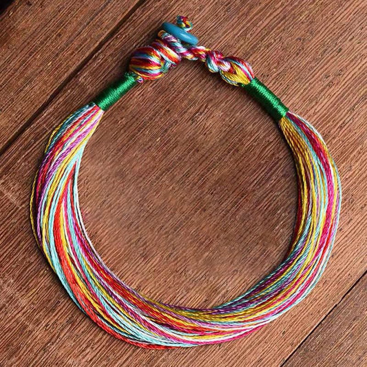 Wear FengShui Tibetan Handmade Five Colorful Thread Dragon Boat Festival Protection Adult Child String Bracelet