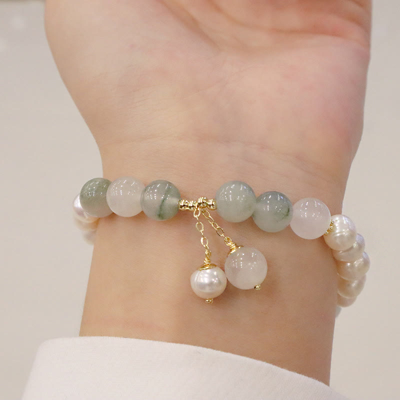 Wear FengShui Natural Pearl Jade Healing Sincerity Bracelet