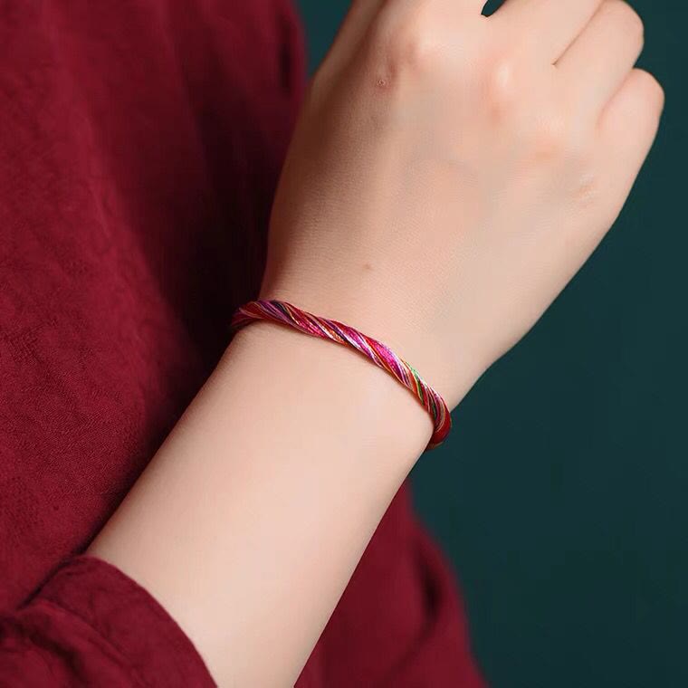 Wear FengShui Tibetan Handmade Five Colorful Thread Dragon Boat Festival Protection Adult Child String Bracelet