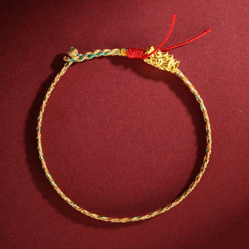 Wear FengShui Year of the Dragon Handmade Colorful Dragon Carved Success Braided Bracelet