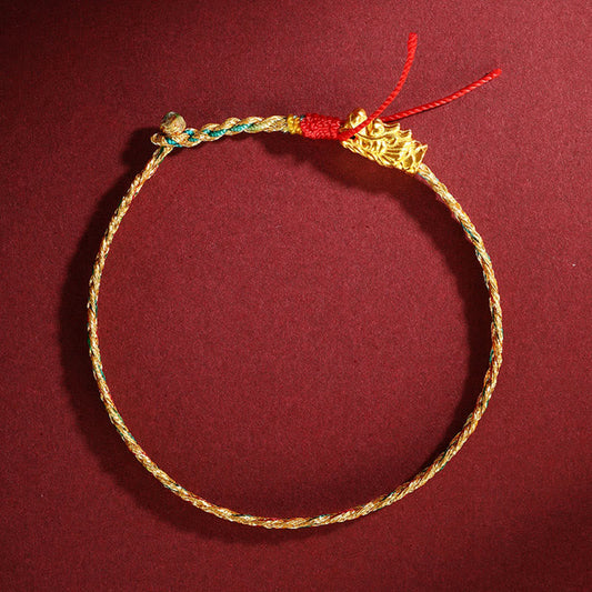 Wear FengShui Year of the Dragon Handmade Colorful Dragon Carved Success Braided Bracelet