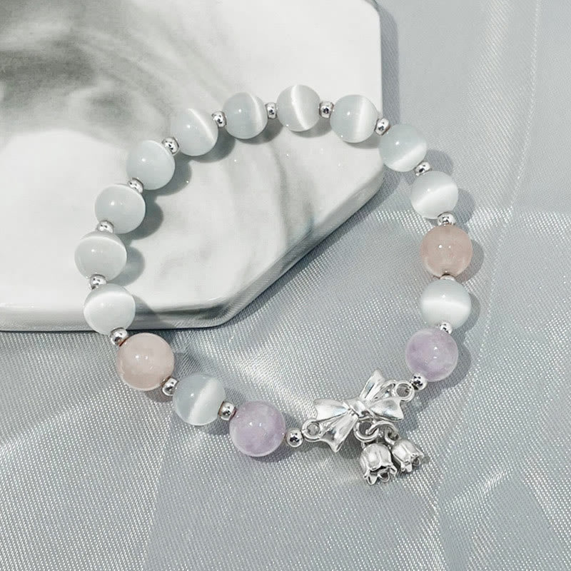 Wear FengShui Cat's Eye Lavender Amethyst Rosette Charm Bracelet