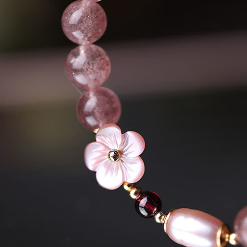 Wear FengShui Strawberry Quartz Peach Blossom Love Bracelet