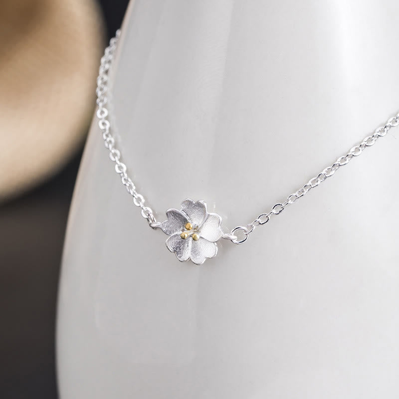 Wear FengShui 925 Sterling Silver Cherry Blossom Blessing Chain Bracelet