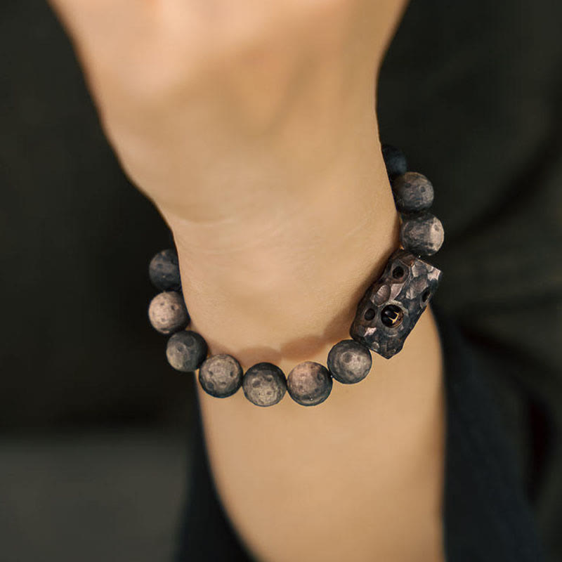 Wear FengShui Silver Sheen Obsidian Ebony Wood Soothing Bracelet