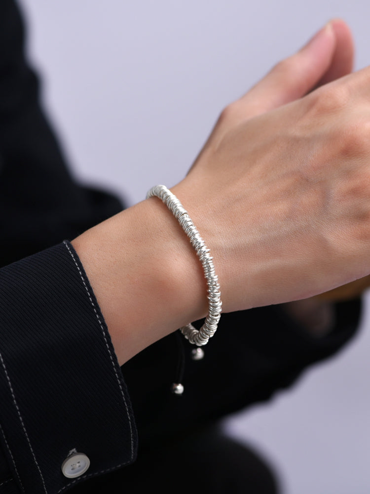 Buddha3bodhi Silver Nugget Braided 925 Silver Bracelet