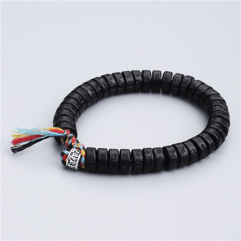 Wear FengShui Tibetan Coconut Shell Beads Engraved Om Mani Padme Hum Mantra Happiness Bracelet