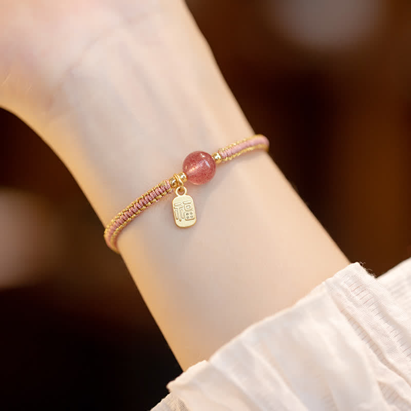 Wear FengShui Red Agate Jade Lotus Confidence Calm String Bracelet