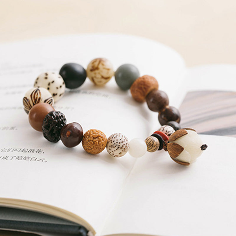 Wear FengShui Bodhi Seed Lotus Wisdom Peace Wrist Mala Bracelet