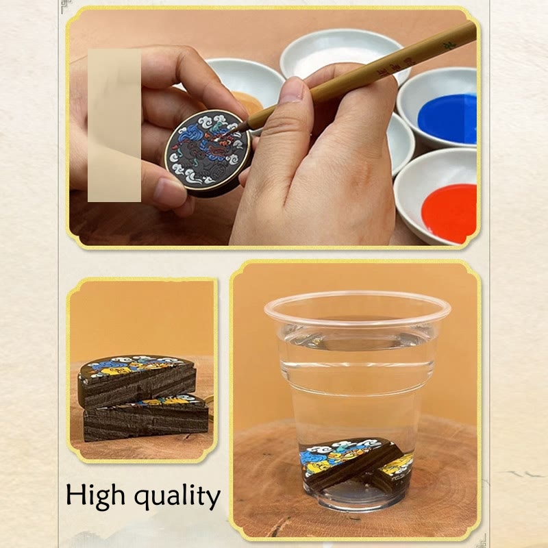 Wear FengShui PiXiu Copper Coin Ebony Wood Luck Attract Wealth Key Chain Decoration