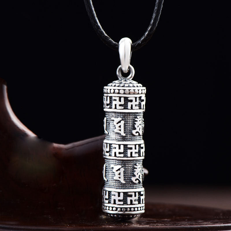 Wear FengShui Tibetan Om Mani Padme Hum Buddha Swastika Luck Necklace Pendant