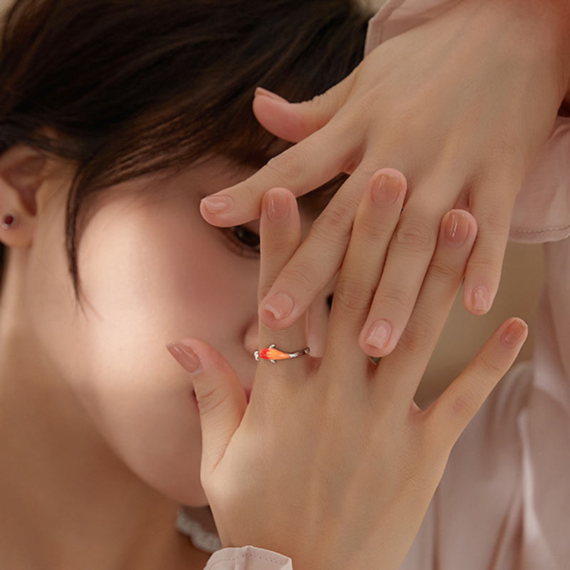Wear FengShui Koi Fish Copper Balance Luck Adjustable Ring