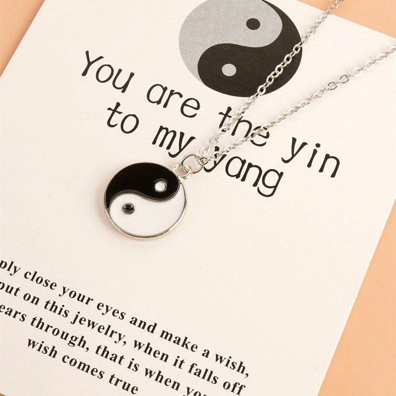 Wear FengShui 2Pcs Yin Yang Harmony Balance Necklace Pendant
