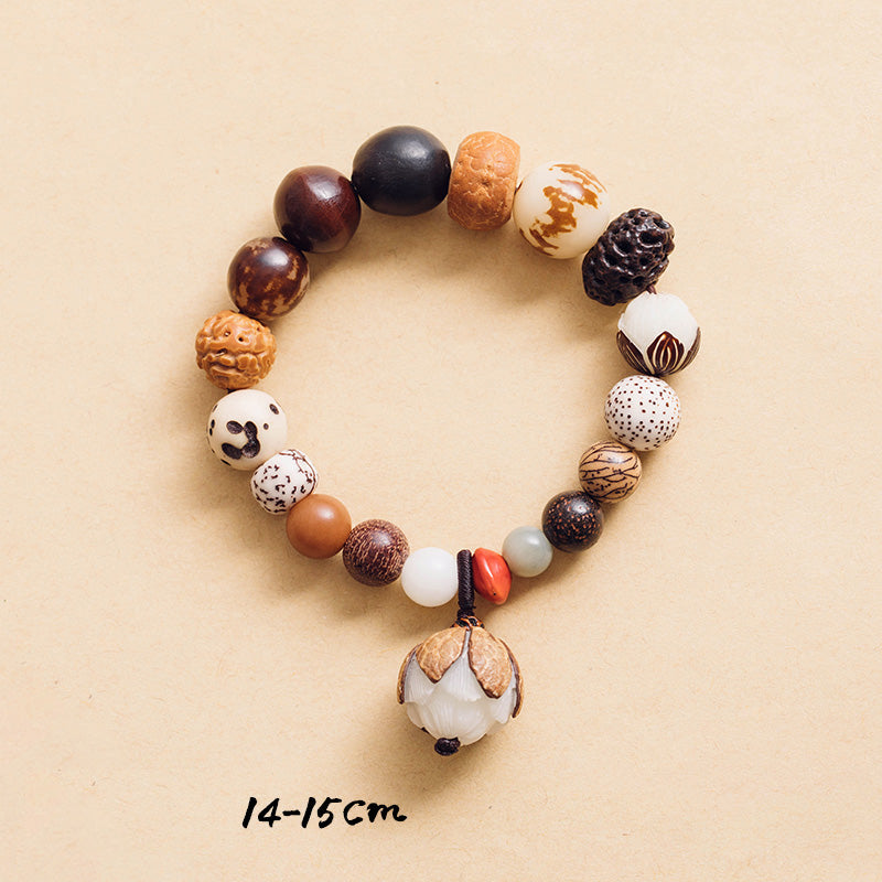 Wear FengShui Bodhi Seed Lotus Wisdom Peace Wrist Mala Bracelet