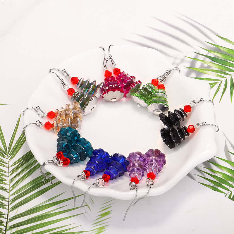 Wear FengShui Various Crystals Christmas Tree Amethyst Peace Healing Drop Earrings