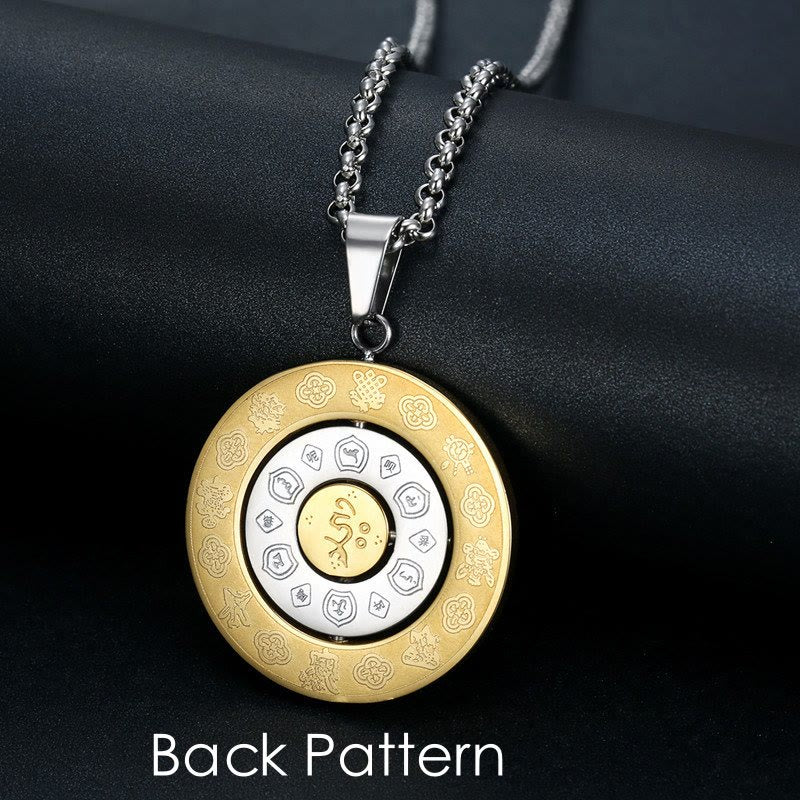 Wear FengShui Chinese Zodiac Nine Palaces Eight Diagrams Bagua Amulet Harmony Necklace Rotatable Pendant