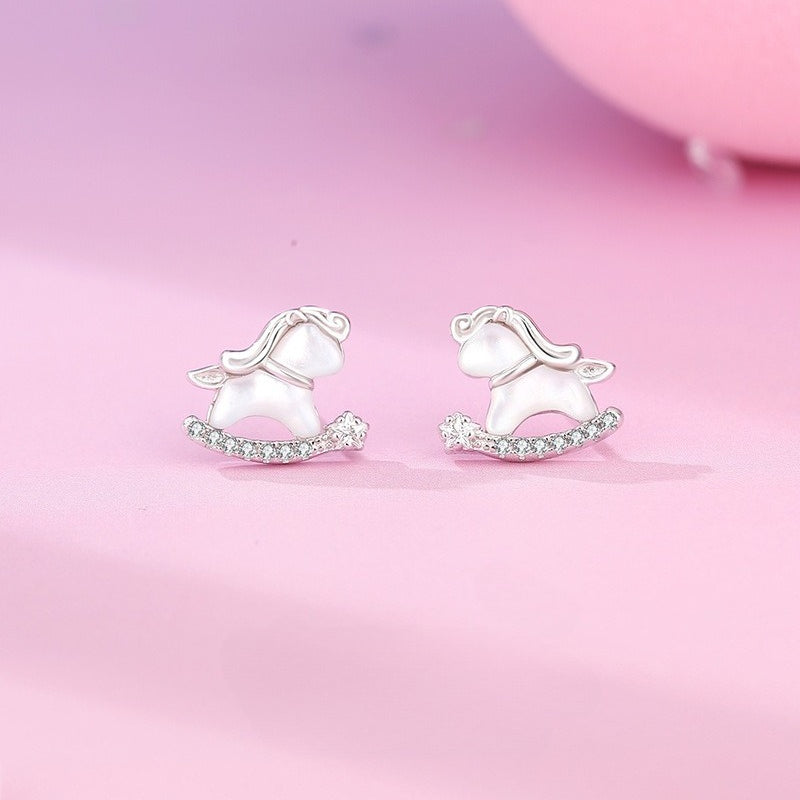 Women’s S925 Silver Starlight Cute Horse Set – Necklace, Bracelet, Earrings Niche Design Jewelry