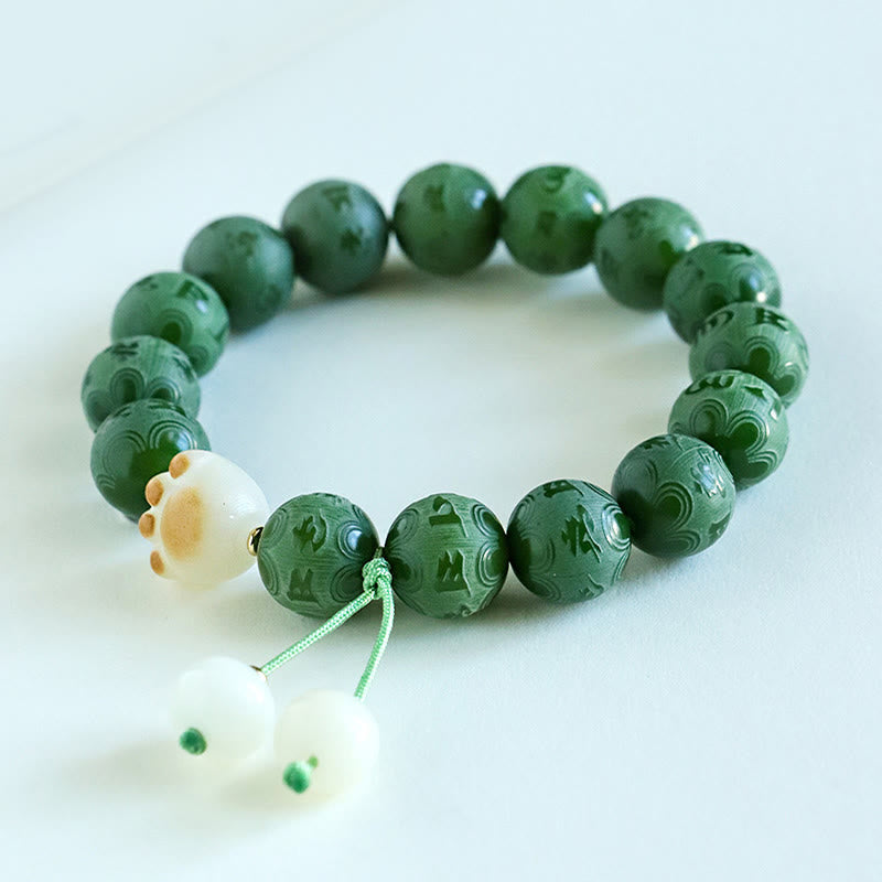Wear FengShui Bodhi Seed Om Mani Padme Hum Carved Harmony Bracelet