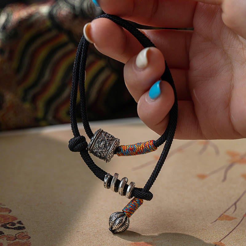 Wear FengShui Tibetan Om Mani Padme Hum Carved Amulet Double Wrap Bracelet