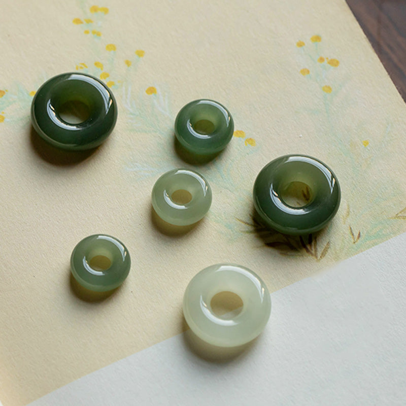 Wear FengShui Natural Round Jade Peace Buckle Luck Abundance Necklace Pendant