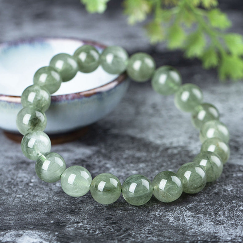 Wear FengShui Natural Green Crystal Blessing Wealth Bracelet