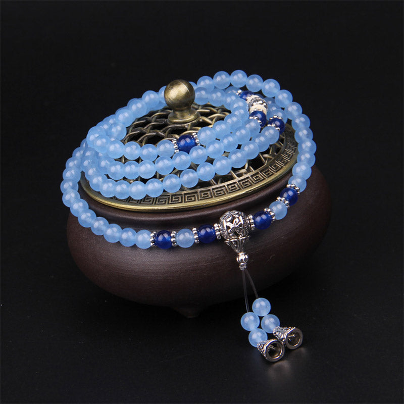 Wear FengShui 108 Beads Blue Crystal Healing Bracelet Mala