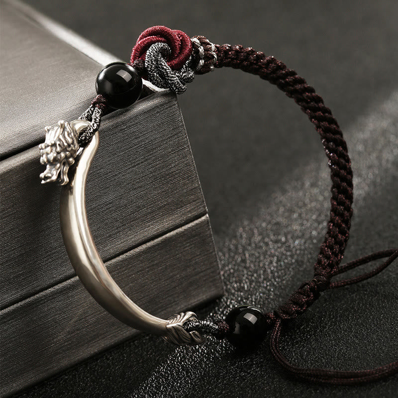 Wear FengShui 925 Sterling Silver Auspicious Dragon Success Handcrafted Braided Bracelet