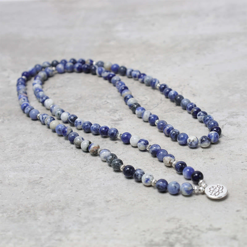 Wear FengShui Natural Blue Aventurine Lotus Peace Necklace Bracelet