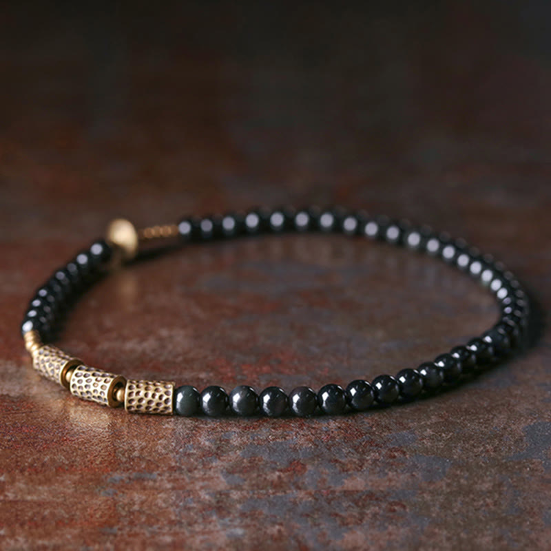 Wear FengShui Rainbow Obsidian Copper Love Double Wrap Bracelet