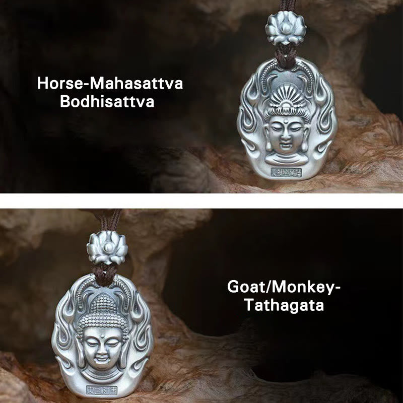 Wear FengShui Chinese Zodiac Natal Buddha Om Mani Padme Hum Lotus Compassion Necklace Pendant