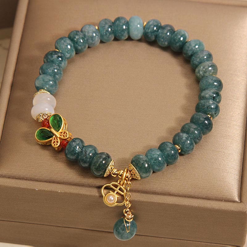 Wear FengShui Jade White Agate Butterfly Abacus Beads Abundance Bracelet