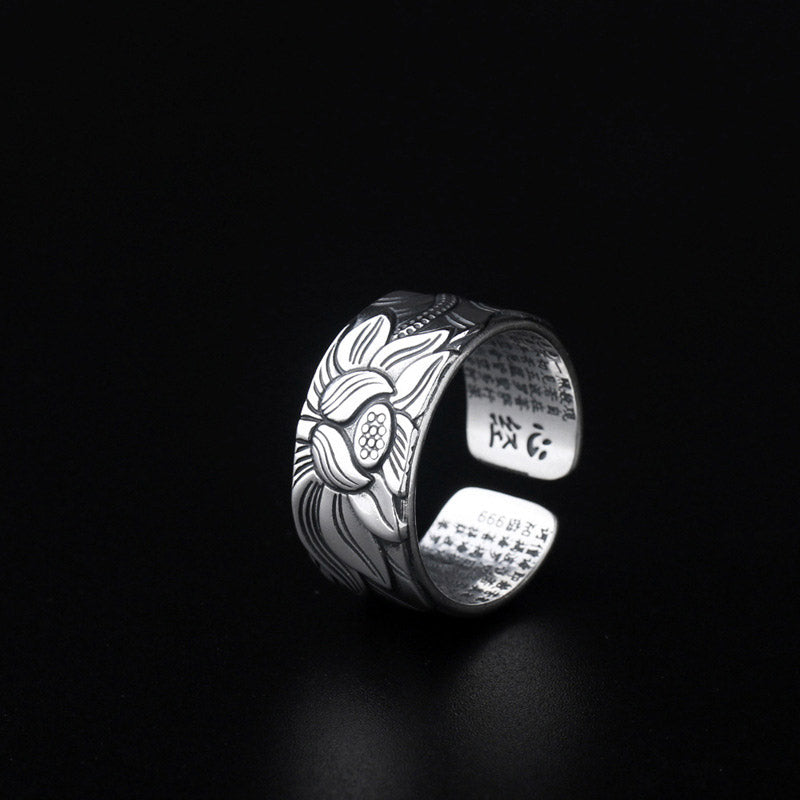 Wear FengShui Tibetan Lotus White Copper Enlightenment Ring