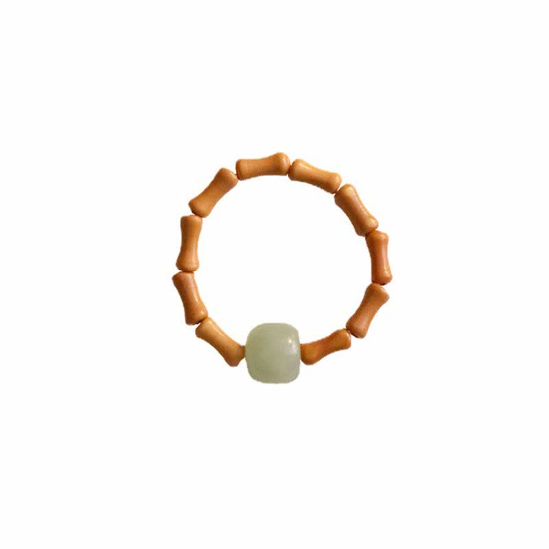 Wear FengShui Hetian Jade Beaded Bamboo Prosperity Luck Ring